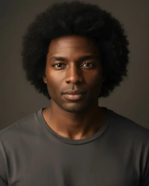 Natural afro on a male model