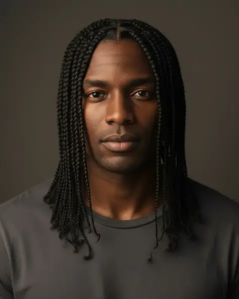 Box braids on a male model