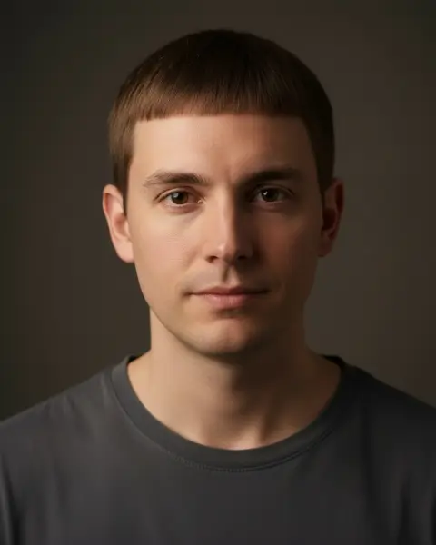 Caesar cut on a male model
