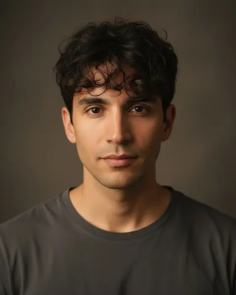 Curly fringe on a male model