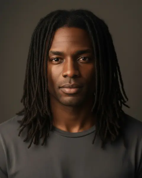Long locs on a male model