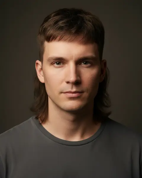 Modern mullet on a male model