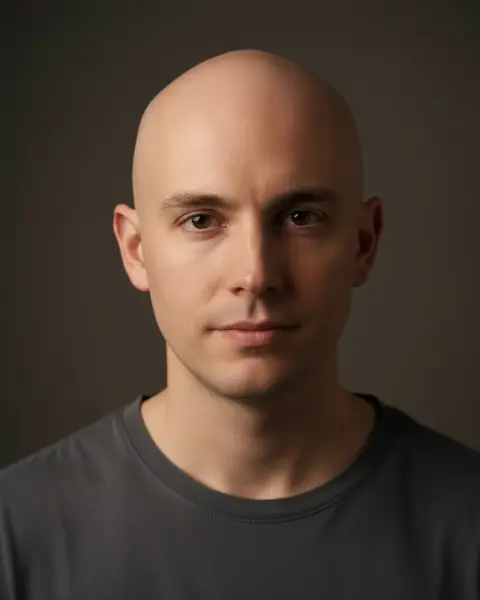 Shaved head on a male model
