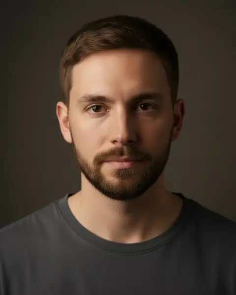 Short boxed beard on a male model